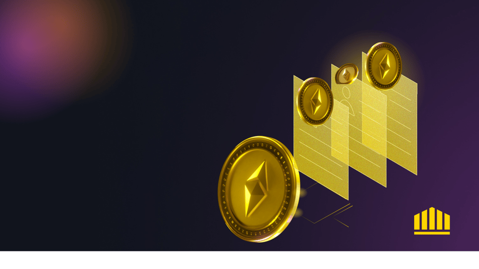 Banner featuring yellow contracts and an Ethereum coin